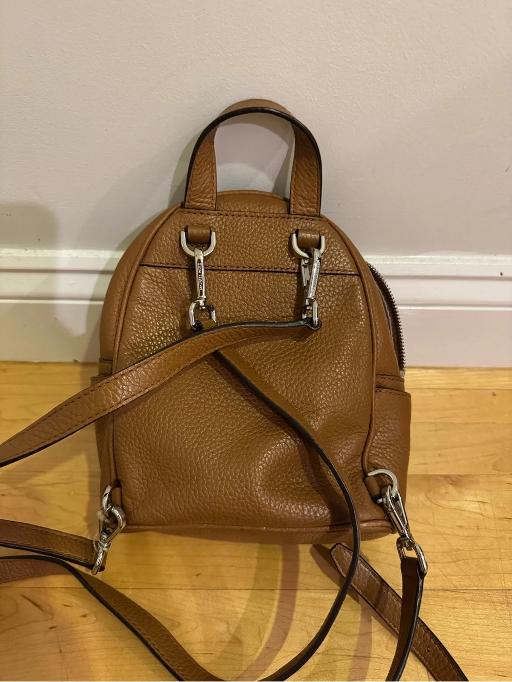 Michael Kors Tan Leather Studded Mini Backpack